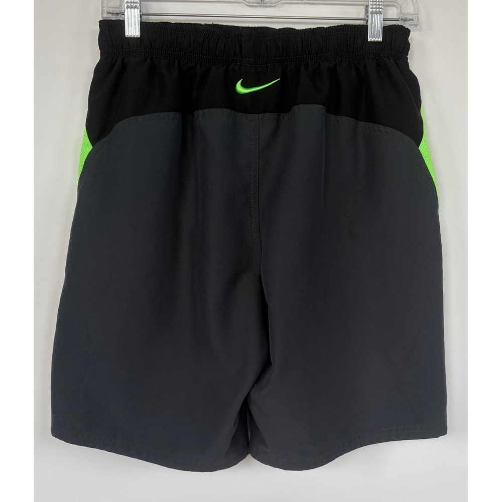Nike‎ Mens Swim Trunks Board Shorts Black Neon Green Grey Size Small Mesh Liner - Picture 2 of 9